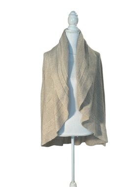 White House Black Market Taupe Open-Front Shawl Collar Cardigan
